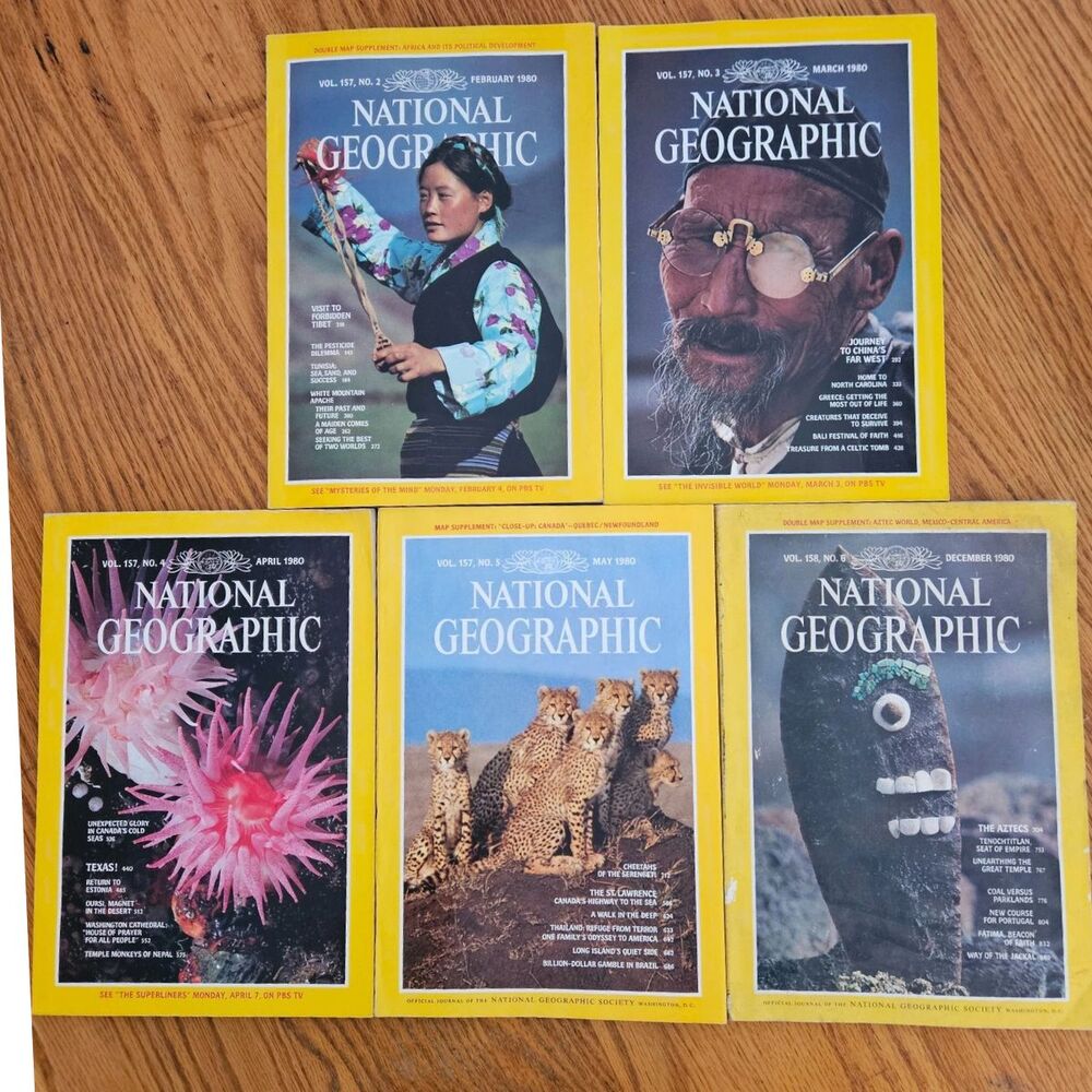 National Geographic Magazine Vtg 1980 Lot of 5
